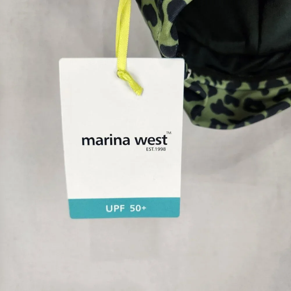 NWT Marina West Two Piece Swimsuit Women's L Olive Black Leopard Bikini UPF 50